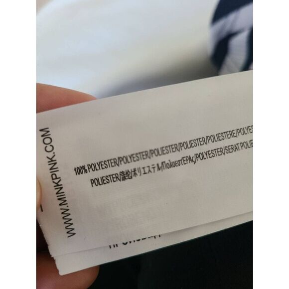 Minkpink Mini Halter Dress Women's Medium Blue White Striped Sleeveless Pleated - Picture 5 of 5